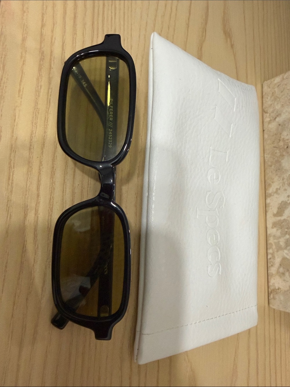 Le Specs Black Frame Sunglasses with Amber Lenses